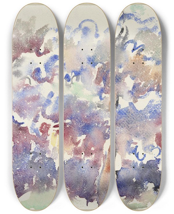 Triptych art skateboard deck of Rik Wouters Landschap Boitsfort Met Bloeiende Fruitbomen by Rik Wouters (1882-1916)