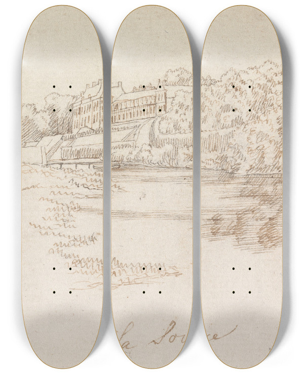 Triptych art skateboard deck of Henry Swinburne La Source by Henry Swinburne (1743-1803)