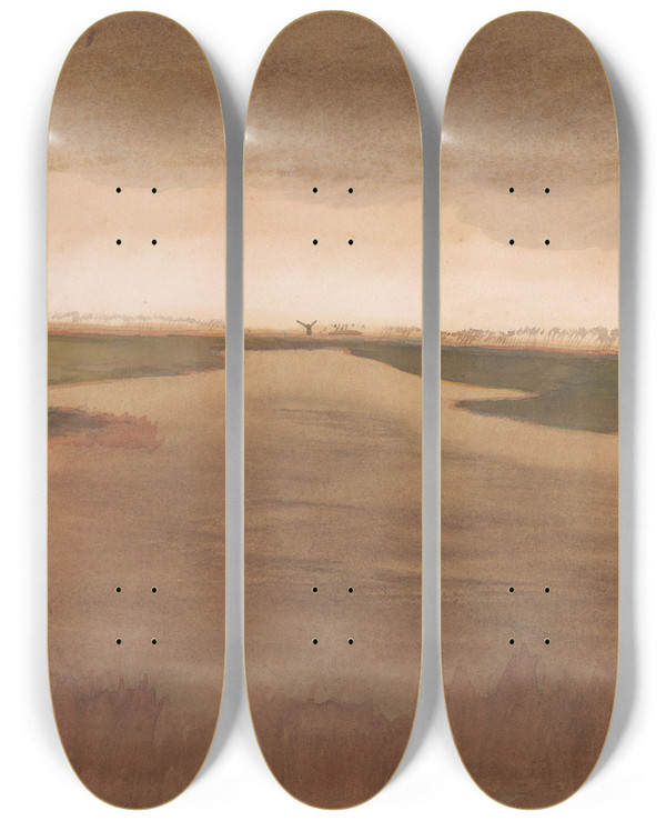 Triptych art skateboard deck of Lon Spilliaert Landschap Keignaertkreek Te Zandvoorde by Leon Spilliaert (1881-1946)