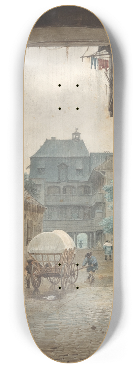 Eduard Gaertner - View into the Courtyard of an Inn at Colmar 8.25 inch art skate deck