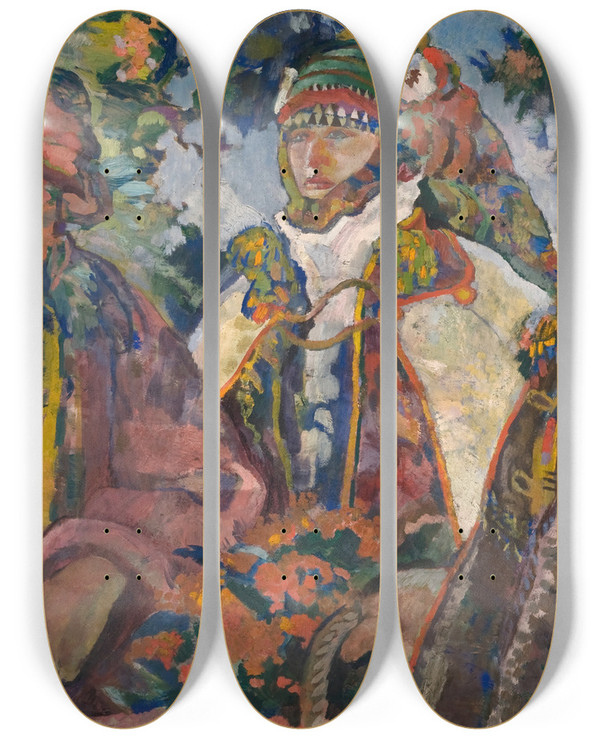 Triptych art skateboard deck of Kazimierz Sichulski Wesele Huculskie by Kazimierz Sichulski (1879-1942)