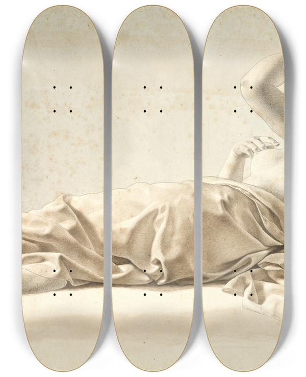 Triptych art skateboard deck of Christoffer Wilhelm Eckersberg The Dream Of Alcyone by Christoffer Wilhelm Eckersberg (1783-1853)
