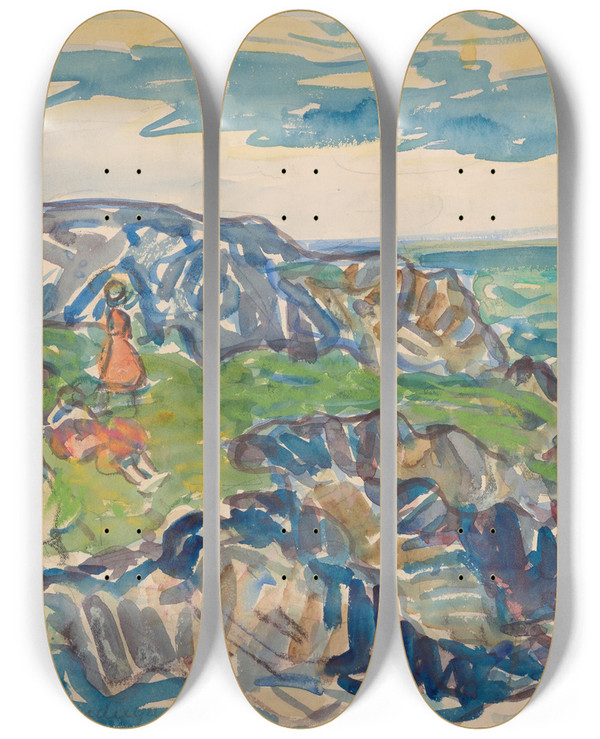 Triptych art skateboard deck of Maurice Prendergast Gloucester by Maurice Prendergast (1858-1924)