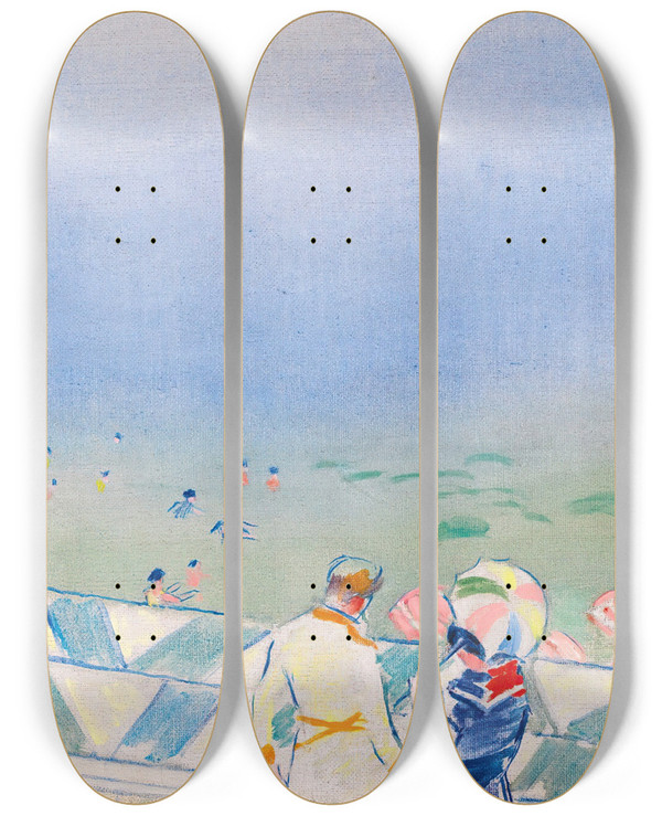 Triptych art skateboard deck of Jnos Vaszary Rimini by Janos Vaszary (1867-1939)