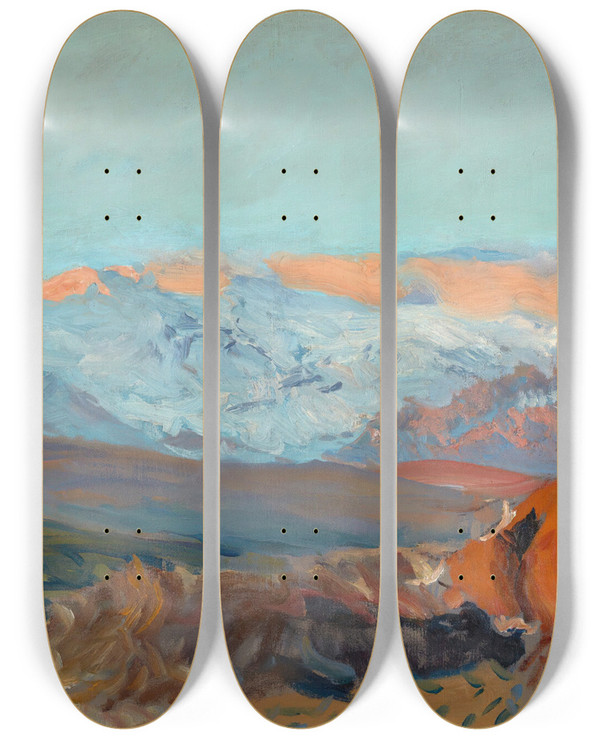 Triptych art skateboard deck of Joaqun Sorolla Las Zorreras Sierra De Guadarrama by Joaquin Sorolla (1863-1923)