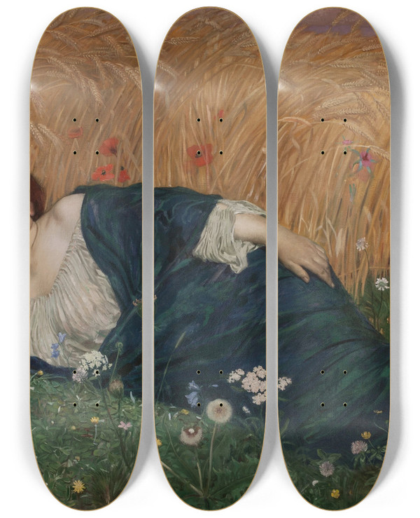 Triptych art skateboard deck of Osmar Schindler Ceres by Osmar Schindler (1867-1927)