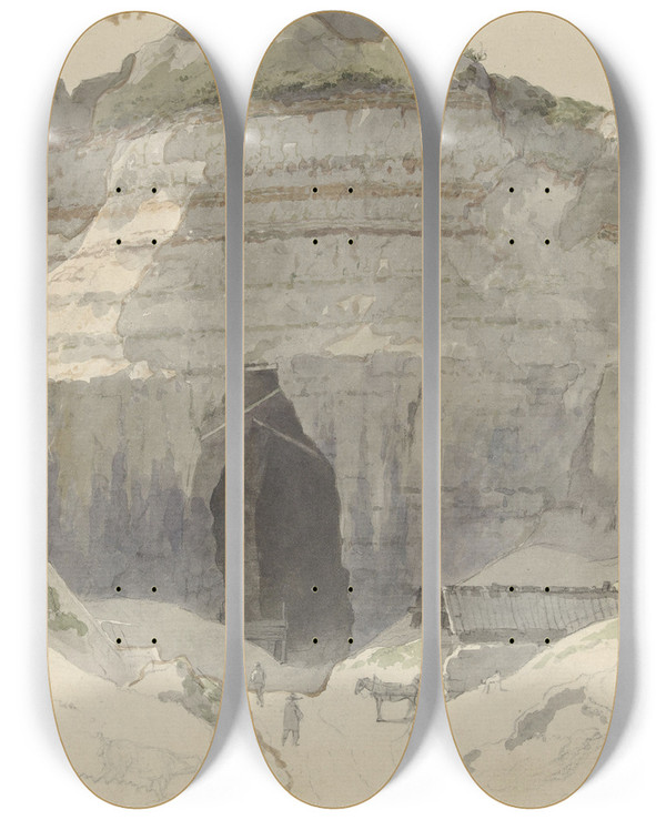 Triptych art skateboard deck of Abraham Teerlink Steengroeve by Abraham Teerlink (1776-1857)