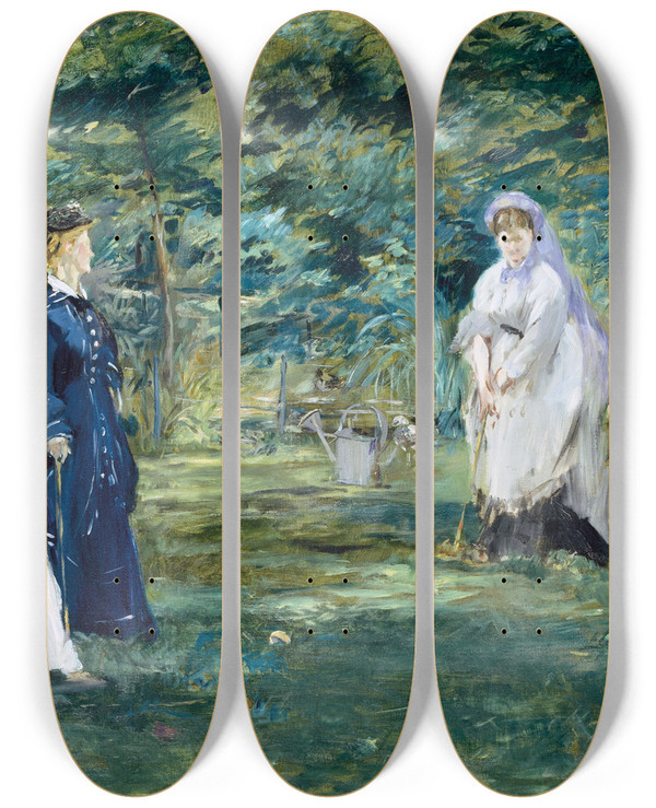 Triptych art skateboard deck of Douard Manet A Game Of Croquet by douard Manet (1832-1883)