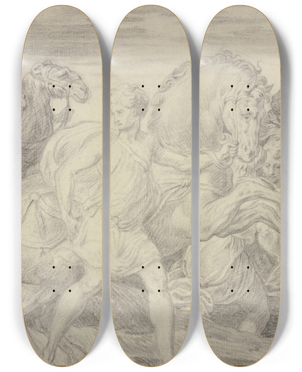 Triptych art skateboard deck of Abraham Van Diepenbeeck The Adoration Of The Kings_6 by Abraham Van Diepenbeeck (1596-1675)