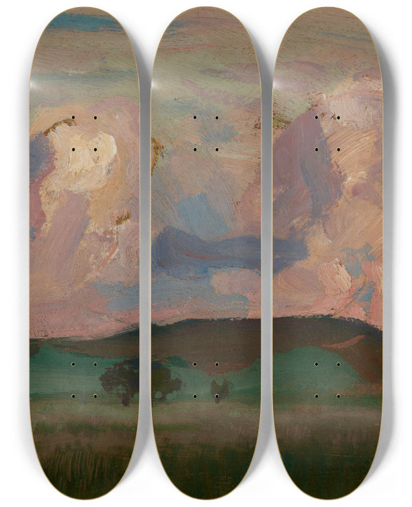 Triptych art skateboard deck of Jan Stanislawski Spring In Krzemionki In Krakow by Jan Stanislawski (1860-1907)