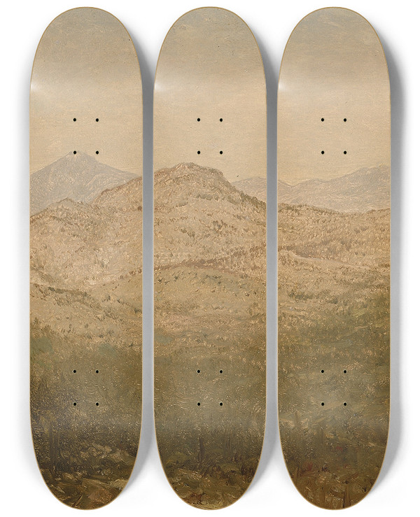Triptych art skateboard deck of John Frederick Kensett Mountains In Colorado by John Frederick Kensett (1816-1872)