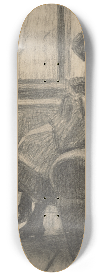 Eduard Putra - Woman Sewing by the Window 8.25 inch art skate deck
