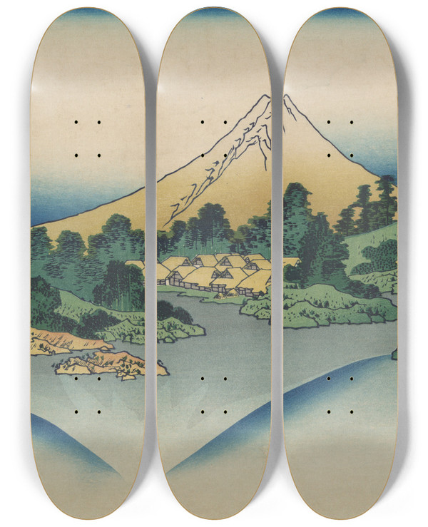 Triptych art skateboard deck of Katsushika Hokusai Ksh Misaka Suimen by Katsushika Hokusai (1760-1849)