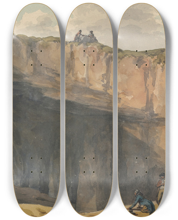 Triptych art skateboard deck of John Warwick Smith Castle Point by John Warwick Smith (1749-1831)