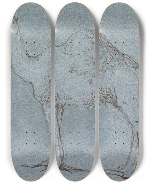 Triptych art skateboard deck of George Jones A Camel Facing Left Sept 1856 by George Jones (1786-1869)