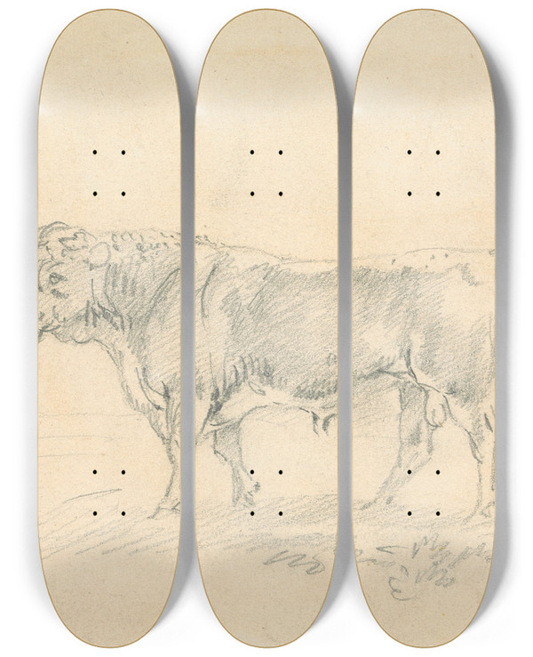 Triptych art skateboard deck of Sawrey Gilpin Bull by Sawrey Gilpin (1733-1807)