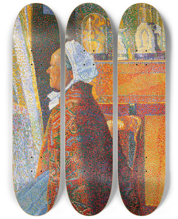 Triptych art skateboard deck of George Morren Sunday Afternoon by George Morren (1868-1941)