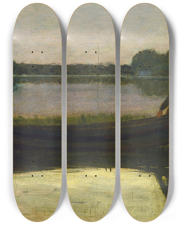 Triptych art skateboard deck of Winslow Homer Sunset by Winslow Homer (1836-1910)