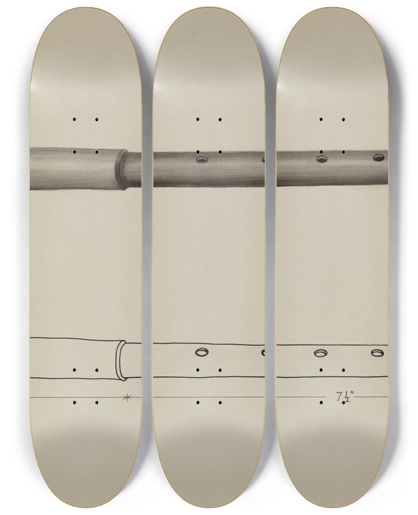 Triptych art skateboard deck of Edward L Loper Wooden Fife by Edward L Loper (1916-2011)