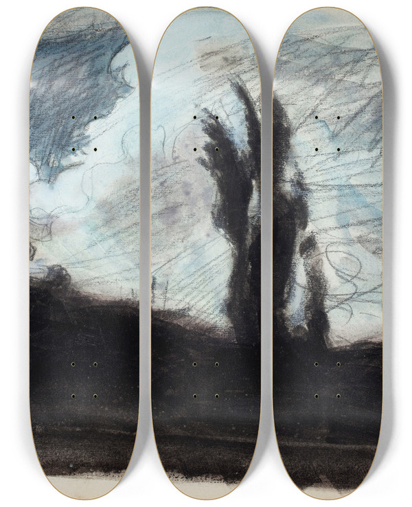 Triptych art skateboard deck of Magnus Enckell Inen Maisema by Magnus Enckell (1870-1925)