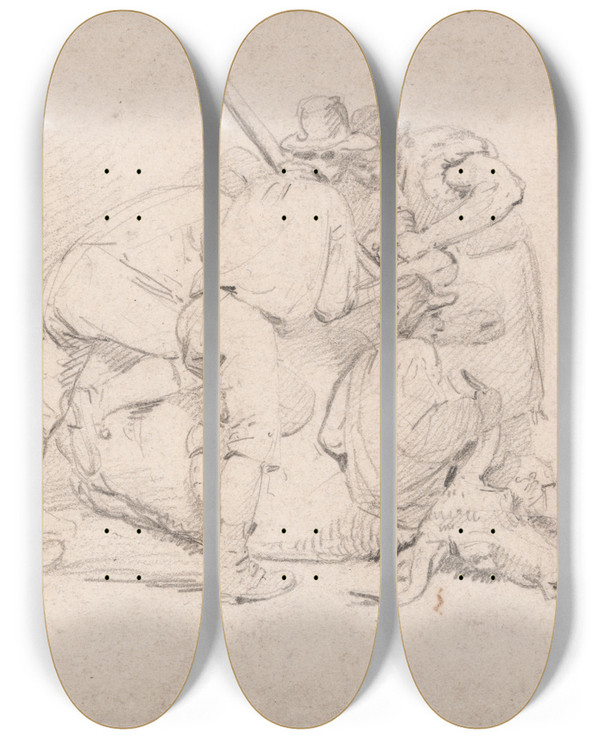 Triptych art skateboard deck of James Ward Delivering A Calf by James Ward (1769-1859)