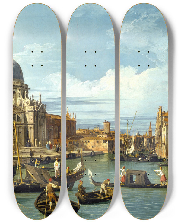 Triptych art skateboard deck of Canaletto The Entrance To The Grand Canal Venice by Canaletto (1697-1768)