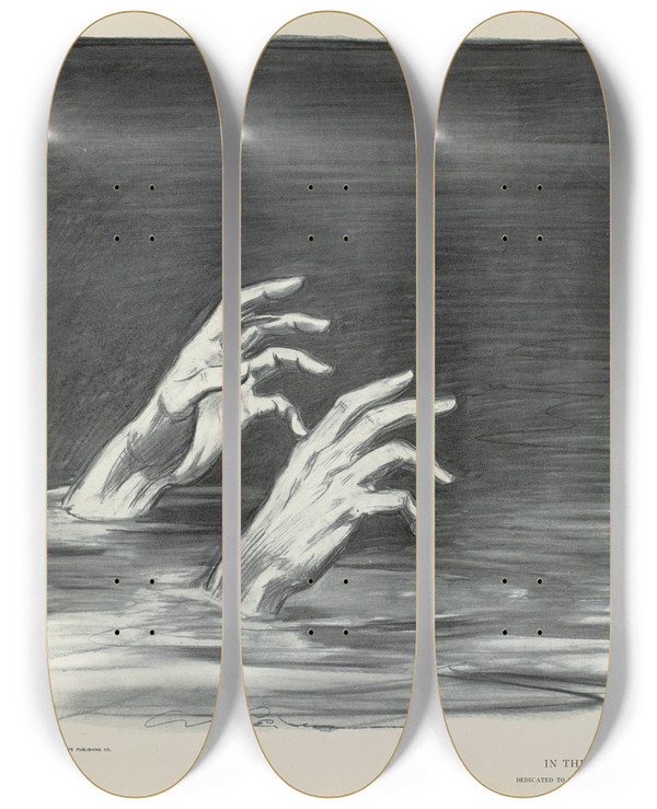 Triptych art skateboard deck of Charles Dana Gibson In The Swim_1 by Charles Dana Gibson (1867-1944)