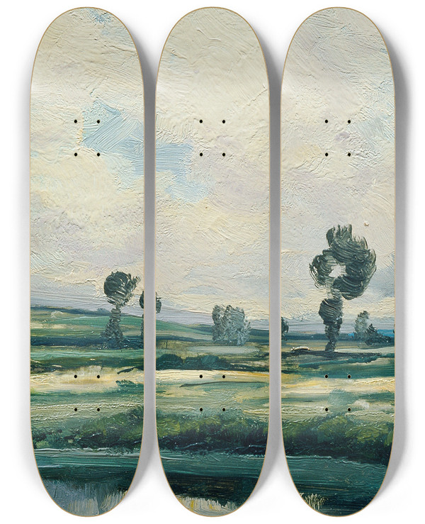 Triptych art skateboard deck of Ferdinand Engelmller Elbeland_2 by Ferdinand Engelmuller (1867-1924)