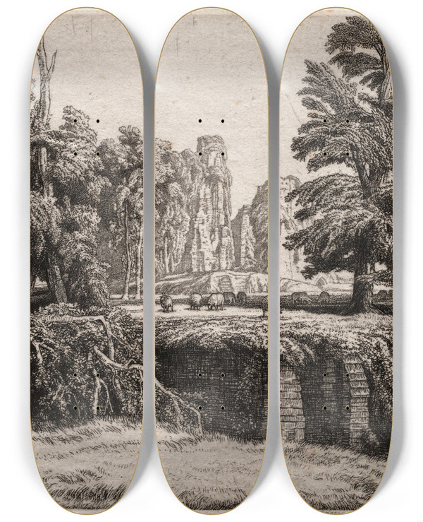 Triptych art skateboard deck of Frederick Landseer Maur Griggs Launds by Frederick Landseer Maur Griggs (1876-1938)