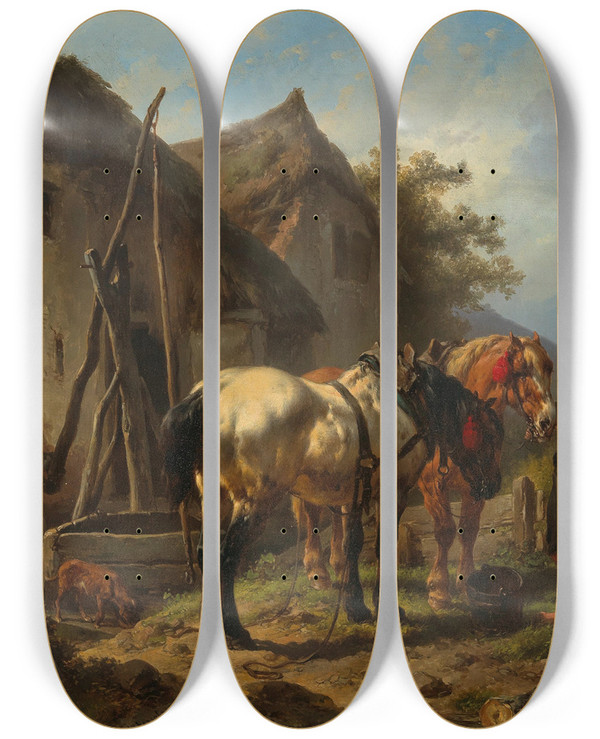 Triptych art skateboard deck of Wouter Verschuur Good Friends by Wouterus Verschuur