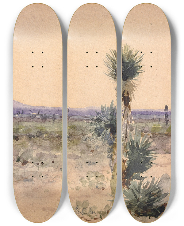 Triptych art skateboard deck of William Henry Holmes Yuccalandchihuahua Mexico by William Henry Holmes (1846-1933)