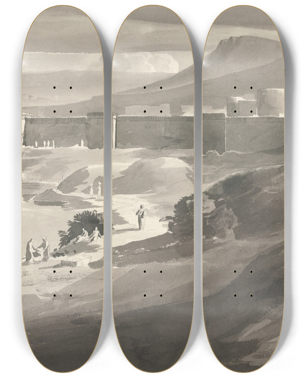 Triptych art skateboard deck of Cornelius Varley Classical Study by Cornelius Varley (1781-1873)