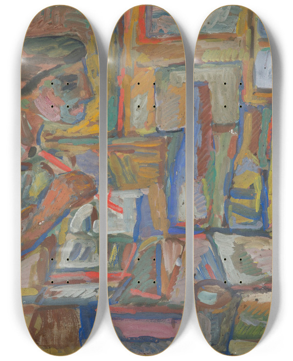 Triptych art skateboard deck of Sasza Blonder Malarz W Pracowni by Sasza Blonder (1909-1949)