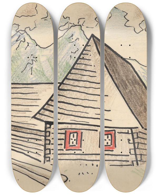 Triptych art skateboard deck of Mikul Galanda Diar by Mikulas Galanda (1895-1938)
