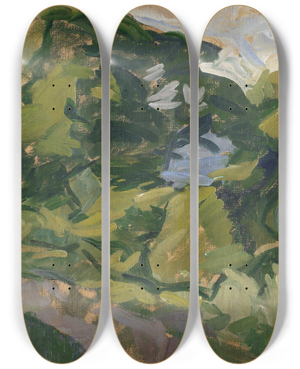 Triptych art skateboard deck of Edvard Weie Landscape Christians by Edvard Weie (1879-1943)