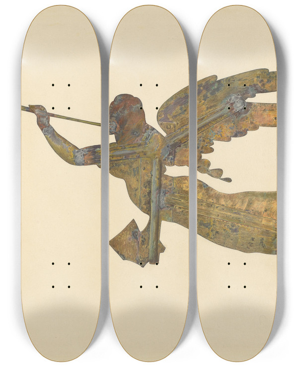 Triptych art skateboard deck of Lucille Chabot Gabriel Weather Vane by Lucille Chabot