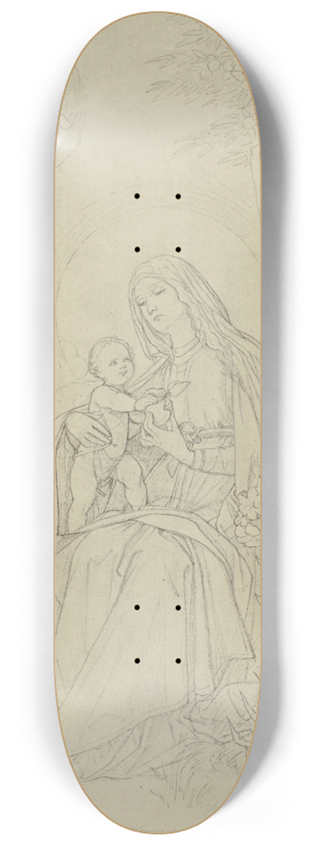 Eduard von Steinle - Madonna mit dem Kinde in deutscher Landschaft 8.25 inch art skate deck
