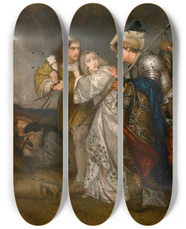 Triptych art skateboard deck of Joseph Lies The Calamities Of War by Joseph Lies (1821-1865)