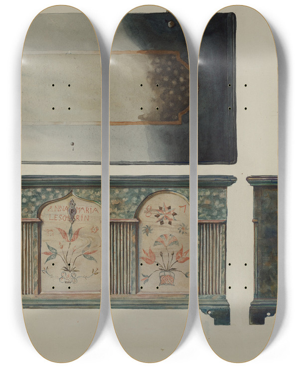 Triptych art skateboard deck of Frances Lichten Chest_1 by Frances Lichten (1889-1961)