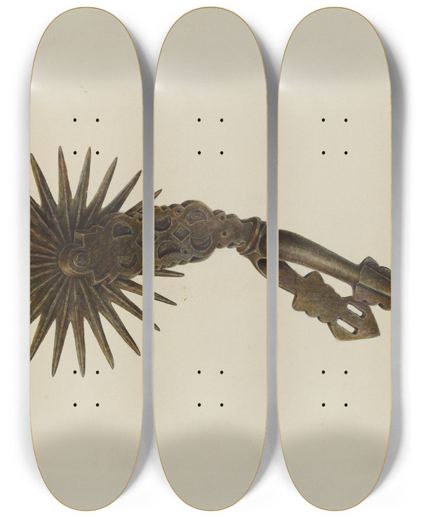 Triptych art skateboard deck of Gerald Transpota Spur_18 by Gerald Transpota (1898-1971)