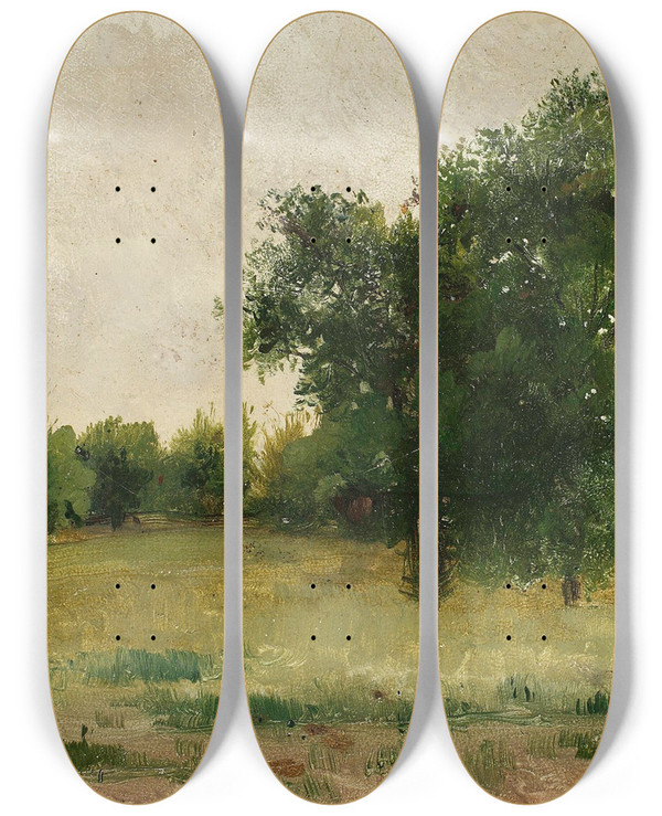 Triptych art skateboard deck of Wadysaw Podkowiski View Of Saska Kpa by Wladyslaw Podkowinski (1866-1895)