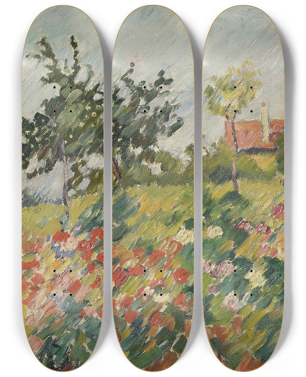 Triptych art skateboard deck of Louis Valtat Champ Fleuri by Louis Valtat (1869-1952)