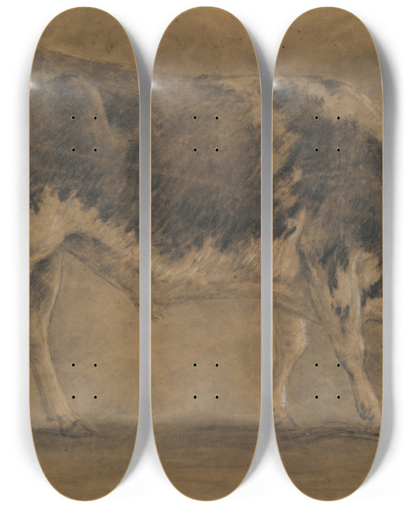 Triptych art skateboard deck of Constant Troyon Americanox by Constant Troyon (1810-1865)