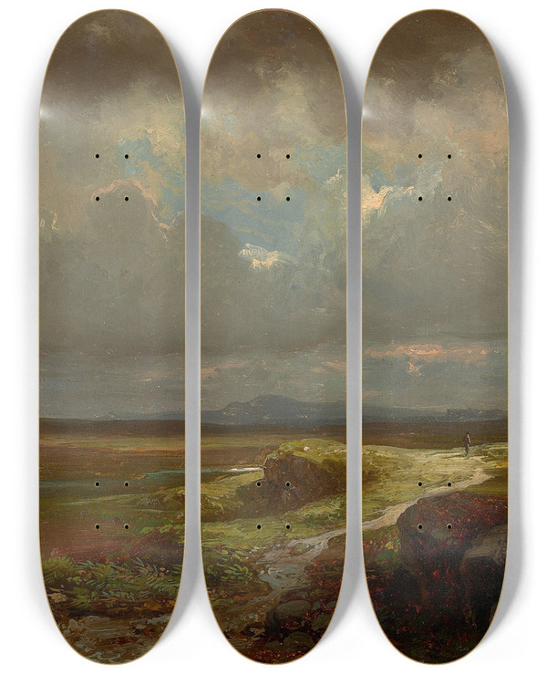 Triptych art skateboard deck of Robert Kummer Wide Landscape Scotland by Robert Kummer (1810-1889)