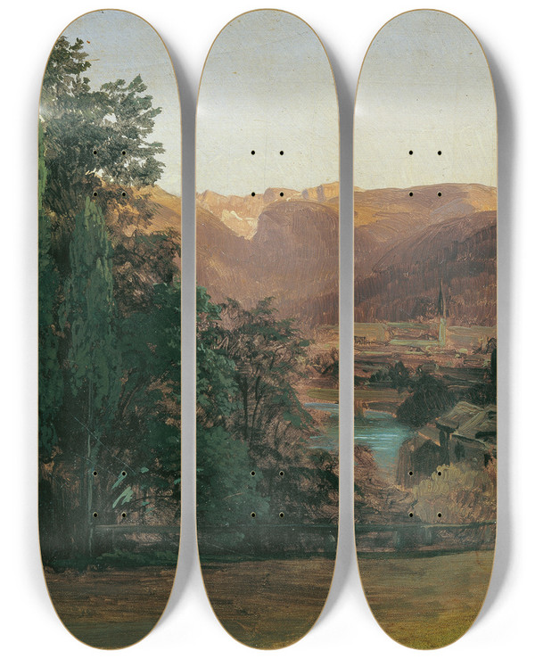 Triptych art skateboard deck of Thomas Ender Gegend Bei Ischl by Thomas Ender (1793-1875)