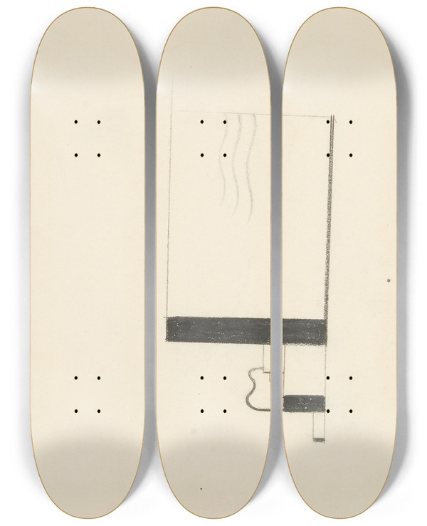 Triptych art skateboard deck of Viking Eggeling Original Drawings 02 by Viking Eggeling (1880-1925)