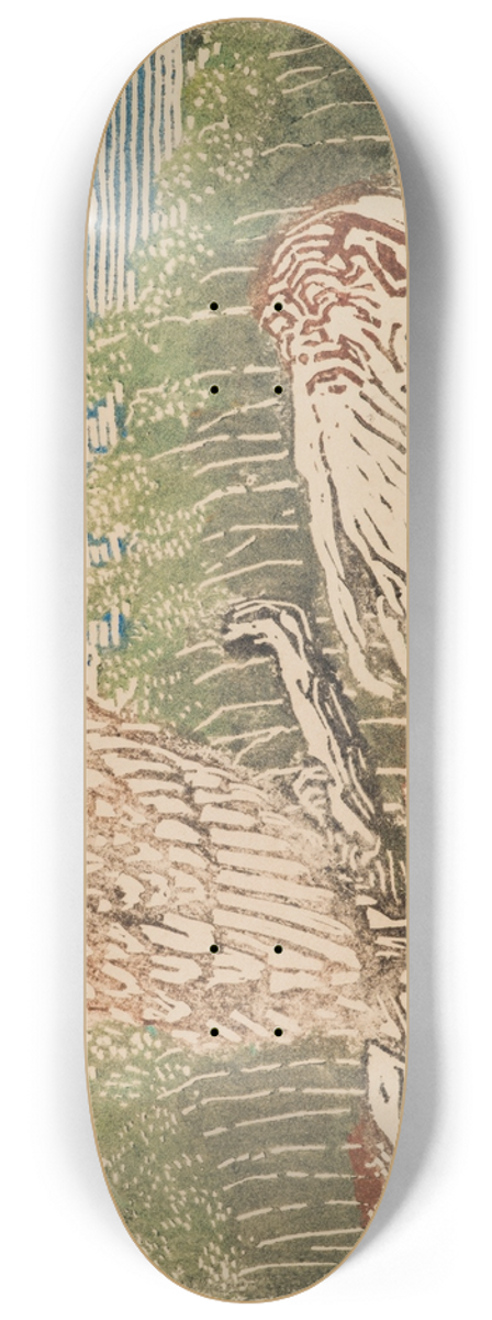 Akseli Gallen-Kallela - The Great Kalevala, woodcut print of Vinminen and the eagle 8.25 inch art skate deck
