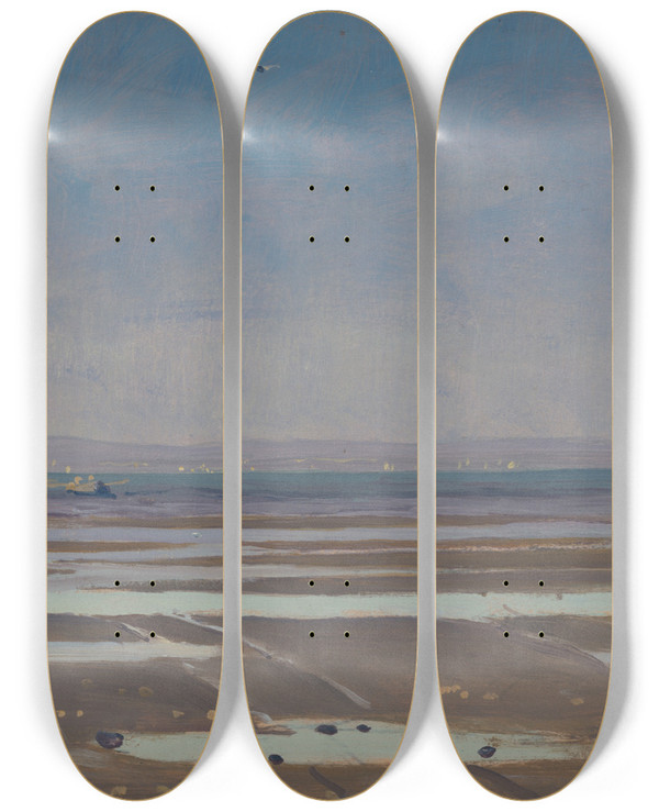 Triptych art skateboard deck of Ferdinand Katona Early Spring_2 by Ferdinand Katona (1864-1932)