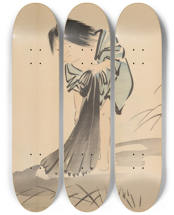 Triptych art skateboard deck of Shibata Zeshin Zeshin Iboku Tairyukyo Gafu Pl03 by Shibata Zeshin (1807-1891)
