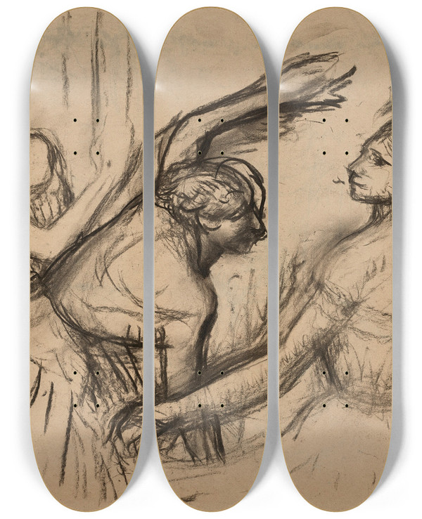 Triptych art skateboard deck of Edgar Degas Scne De Ballet by Edgar Degas (1834-1917)
